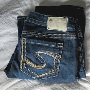 Silver Aiko Mid Slim Boot Stretch Dark Blue Jeans